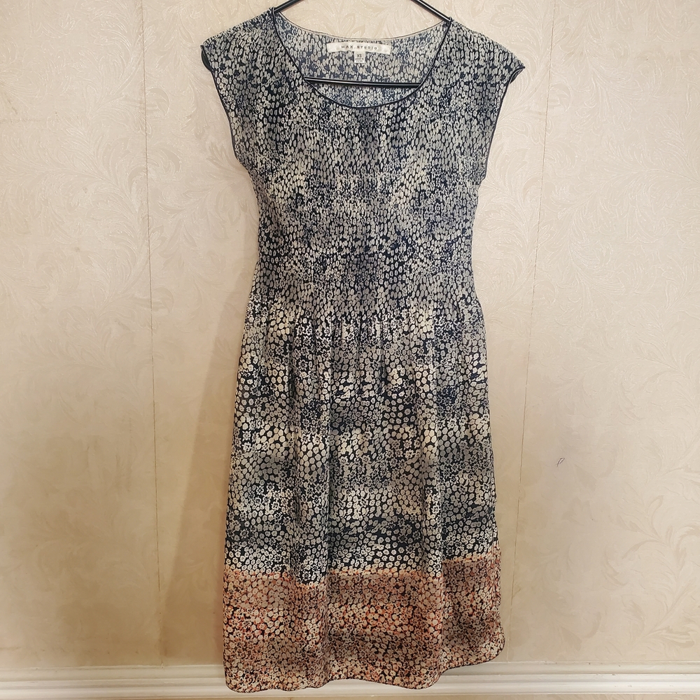 Max Studio Blue and Pink Patteren Midi Dress